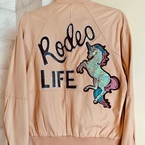 Pink leather jacket